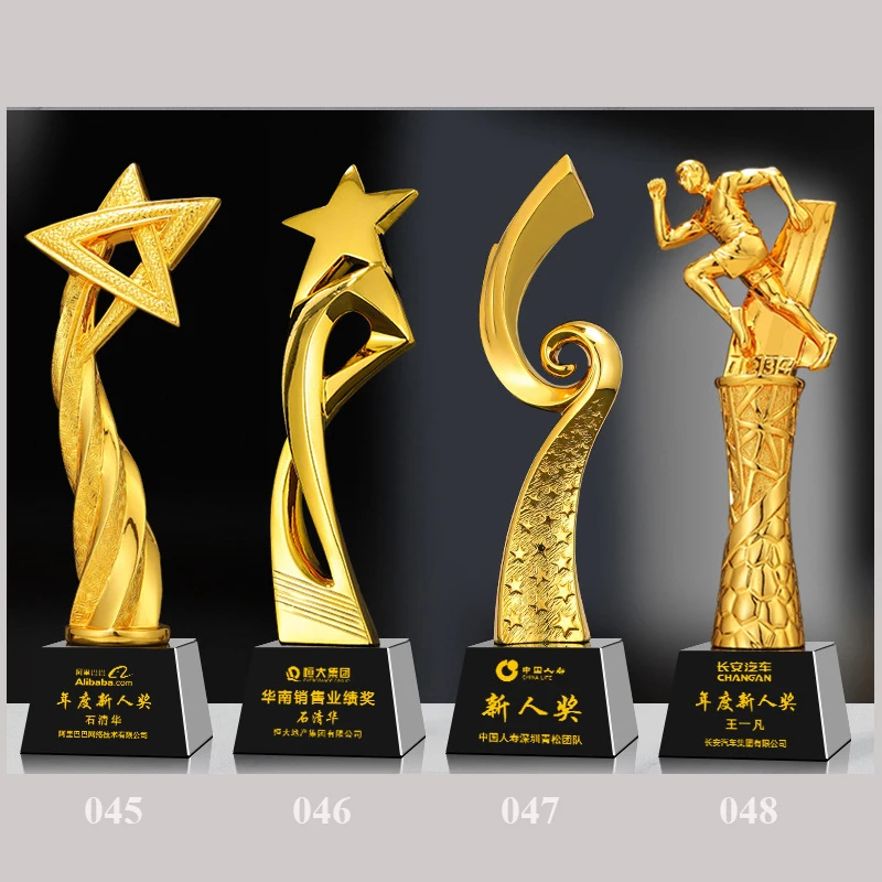 Shining custom  gold plated star  resin trophy award  resin award  for sports resin basketball trophy