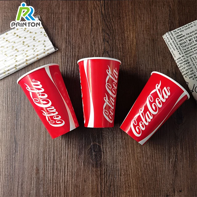 16oz 24oz Wholesale reusable cups with straw disposable paper for drink cola cold cup