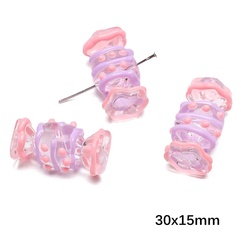 Hand painted beads wholesale new design colorful color system acrylic beads for phone chain making