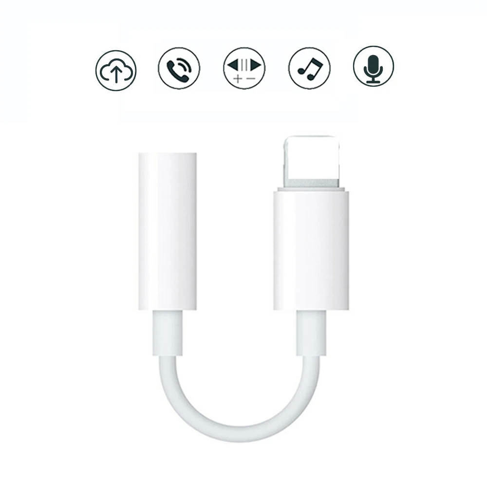 wholesale audio adapter 8 pin cable to 3.5mm adapter With Box AUX Headset Adapter jack headphone for iphone