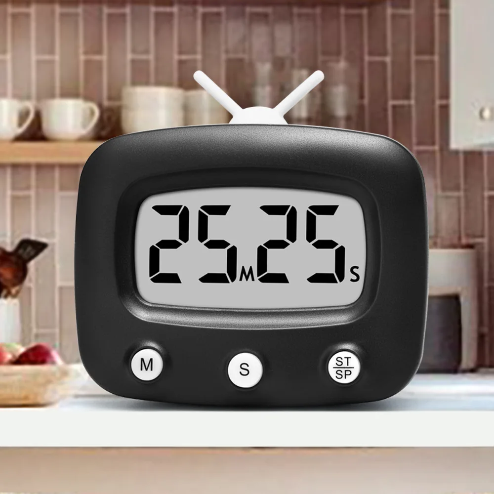 2024 Newest TV shape LCD Digital Screen Clock Kitchen Countdown Timer Mechanical Digital Kitchen Timer