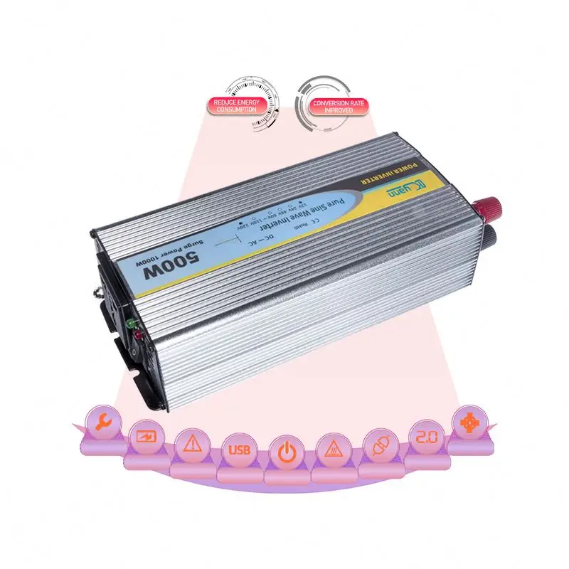Высококачественный инвертор, зарядное устройство постоянного тока в переменный ток, инвертор немодулированного синусоидального сигнала, домашний USB-порт QC 3,0 для домашнего использования