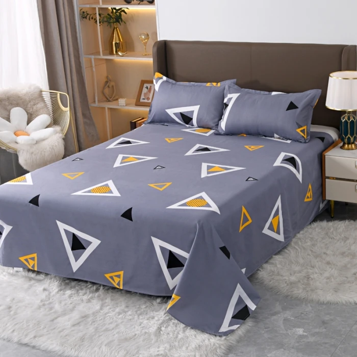 New Household Printing Flat Bed Sheet Pillowcase Wholesale Custom Right Angle Flat Sheet Set