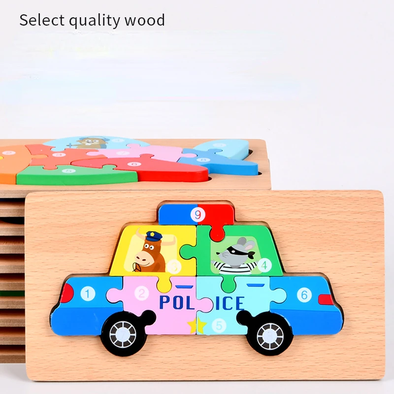 Factory Manufacturer Supply Wooden Puzzle Montessori 3d Jigsaw Puzzle Dinosaur Animal Educational Toys