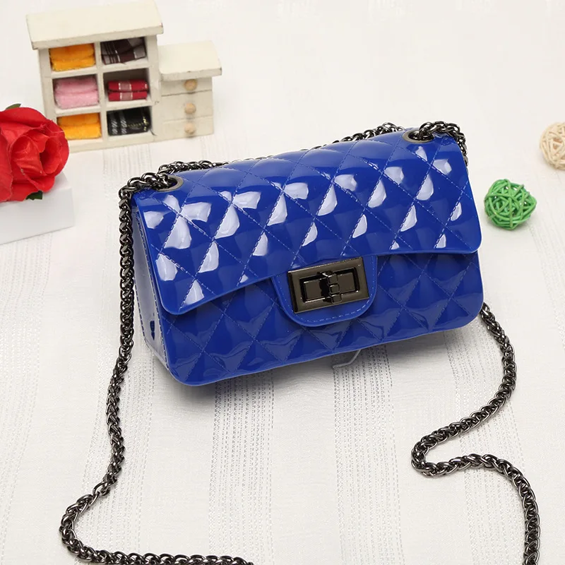 Guangzhou Wholesale Fashion Geometric Chain Bags For Ladies,Multi Coloured Pink PVC Jelly Bags For Women