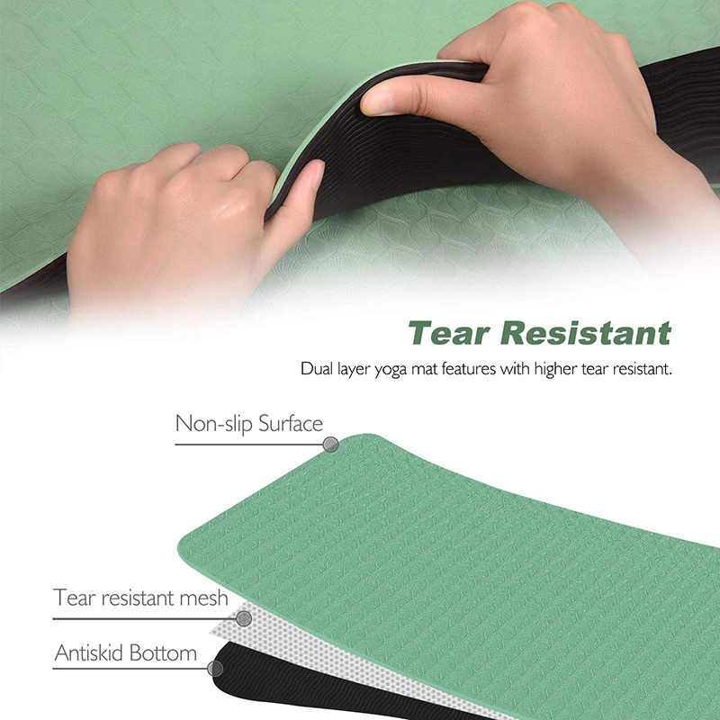 Custom Brand Logo Eco Friendly Extra Thick Non Slip Exercise Fitness Mat 6mm Waterproof TPE Yoga Mat