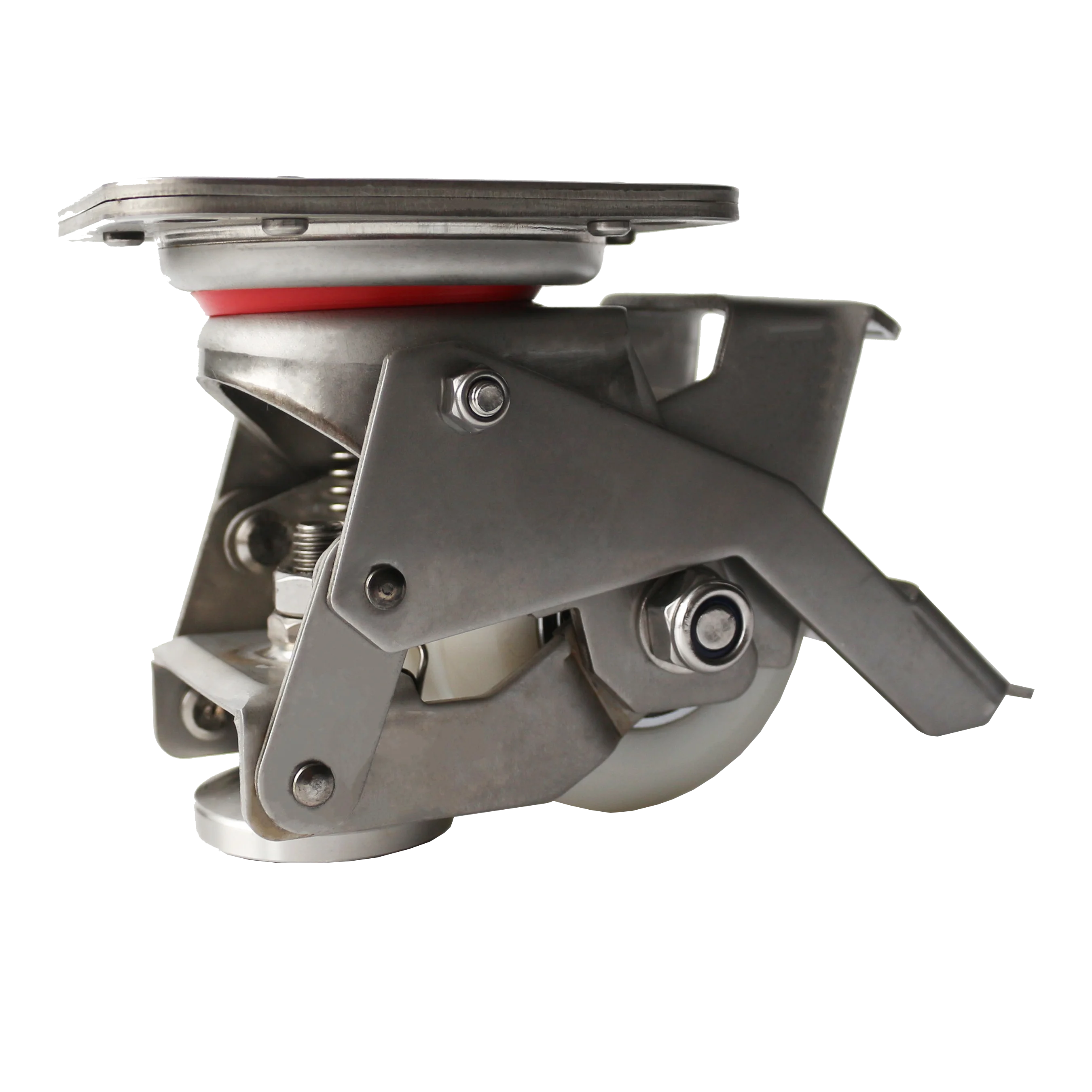 SS foot operated heavy duty retractable caster wheels leveling castor wheels 75mm 80mm option