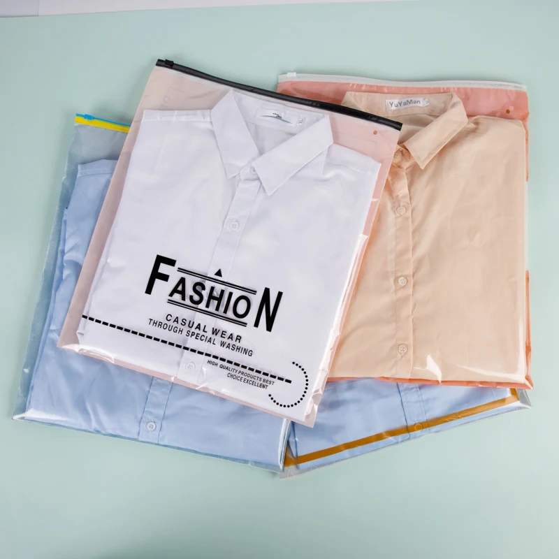 One Side Translucent Clothing Zipper Bags Custom Logo T Shirt Clothes Bikini Packaging Zip Lock Plastic Bag For Swimwear