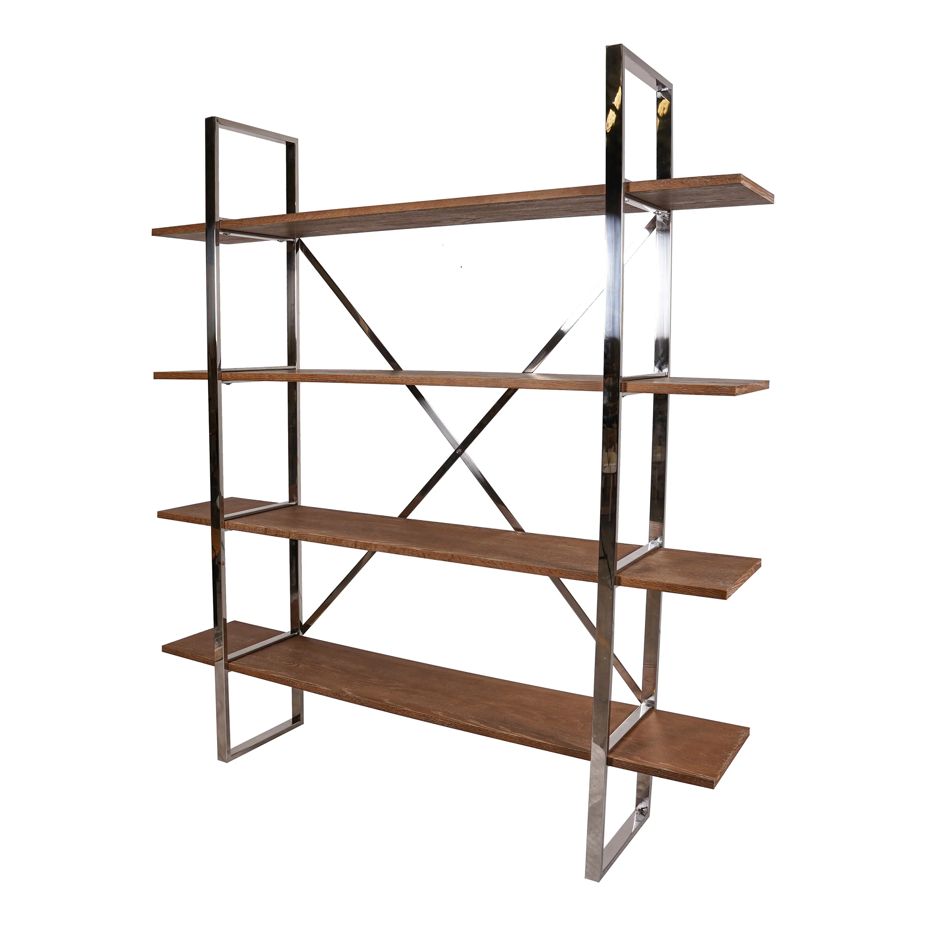 2023 Multi-Functional Modern Simple Creative Fashion Nordic Oak Wood Stainless steel Shelf