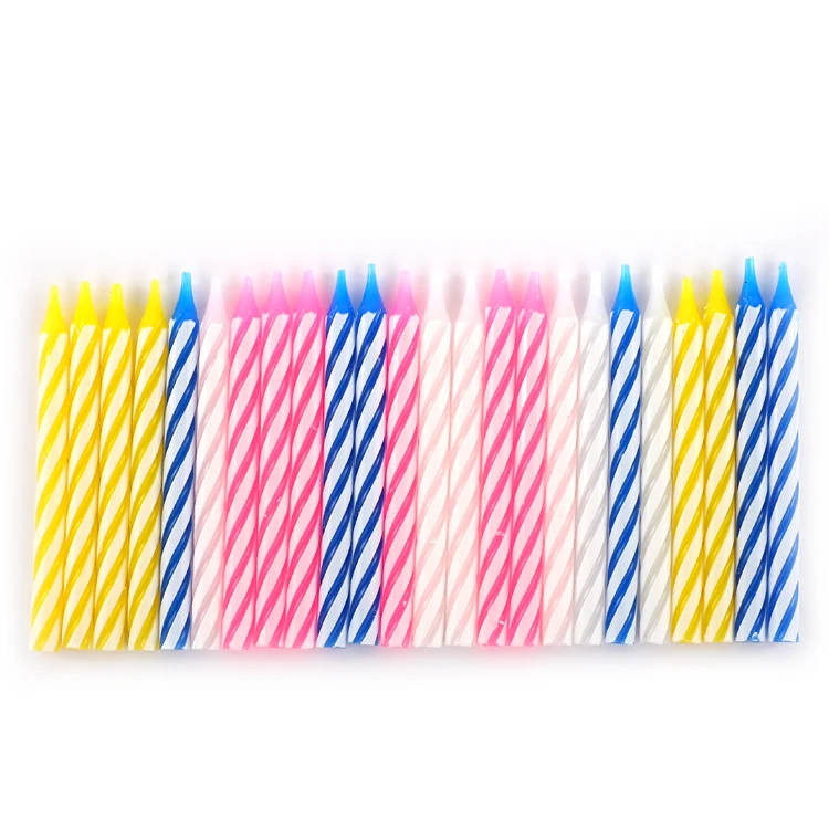 Multi-colored Toothpick paraffin wax Smokeless Cake Magic Spiral for Party Decor Thread colorful birthday candle stick 24pcs/set