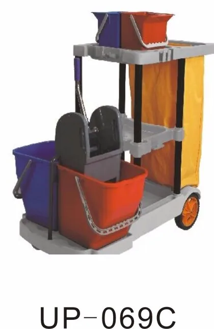 2023 BEAO UP069C grey janitor wholesale multipurpose trolley cars black hotel room car cleaning carts