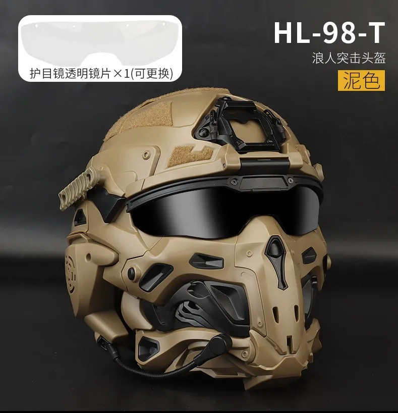 CS Tactical HELMET mask with radio mike earphone connect to walkie talkie PROTECTIVE Viso glass VERSION Equipment CS helmet
