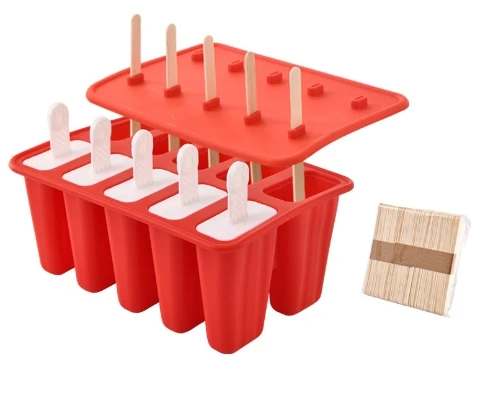 Homemade Popsicles Molds Shapes Silicone Frozen Ice Popsicle Ice-lolly Maker Food Grade BPA Free with Sorbet Maker Sticks