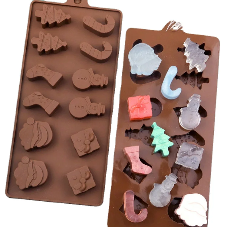 Non stick christmas biscuit cake ice baking Silicone Chocolate Molds