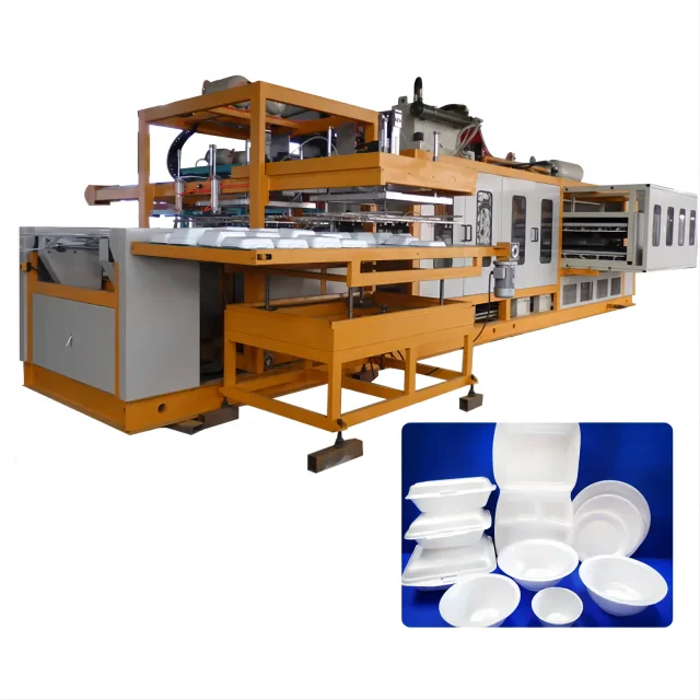Full Automatic Styrofoam Container Disposable Ps Foam Takeaway Pizza Fast Food Box Vacuum Forming Making Machine