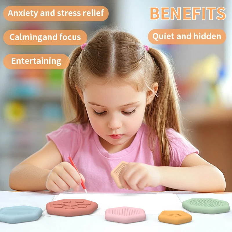 Fidget Toys Sensory Stone for Kids:6 Pack Textured Soft Worry Stone for Autism Kids Calming-Fidget Stress Toy for Anxiety Relief