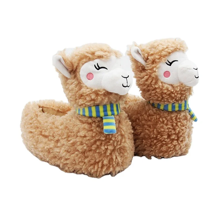 Indoor furry Slipper Boots Winter Sleeping Women Elegant Plush Alpaca Slippers For Christmas