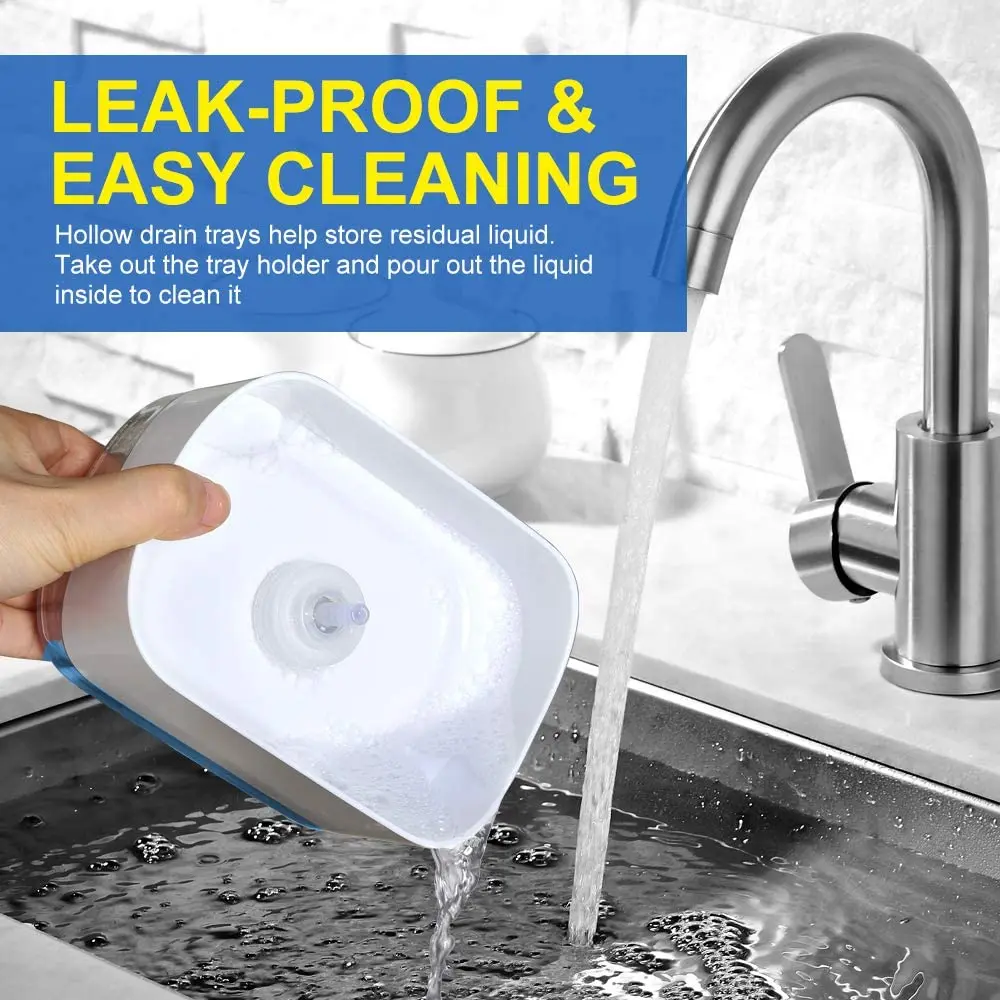 2-in-1 Sponge Rack Soap Dispenser Sponge Caddy Soap Pump Dispenser, Dish Soap Dispenser for Kitchen