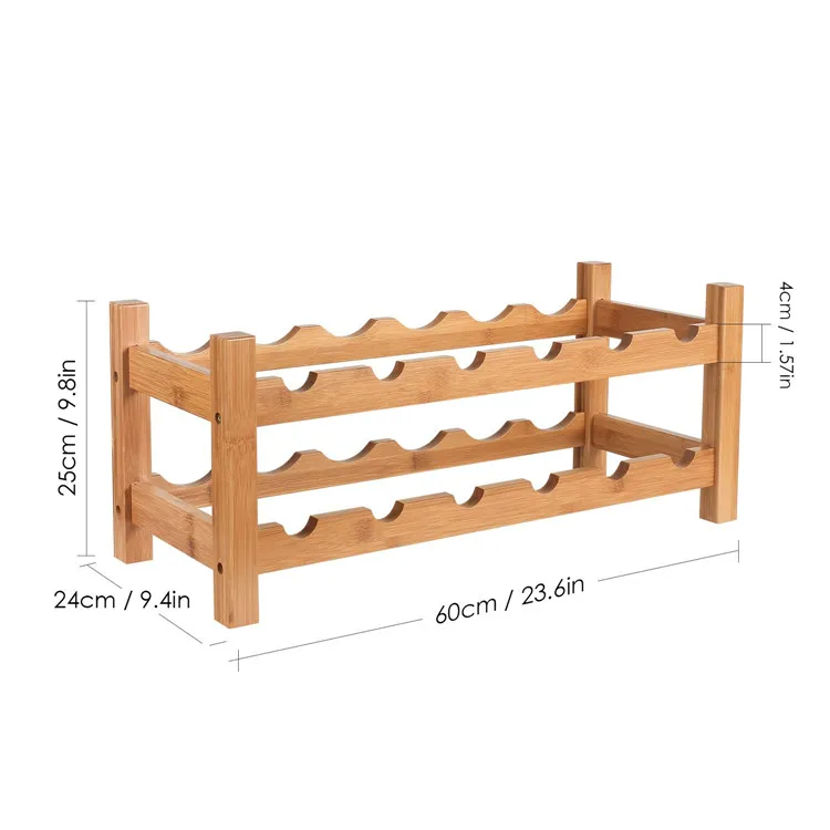 free standing Natural Bamboo Wine Display Stand Wine Bottle Holder modern geometric design wine rack