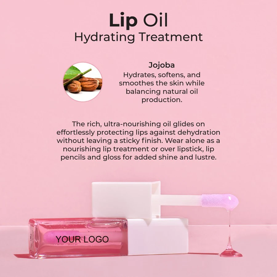 Wholesale Nourishing Lip Treatment Long-lasting Mirror Shine Private Label Organic Pink Lip Oil