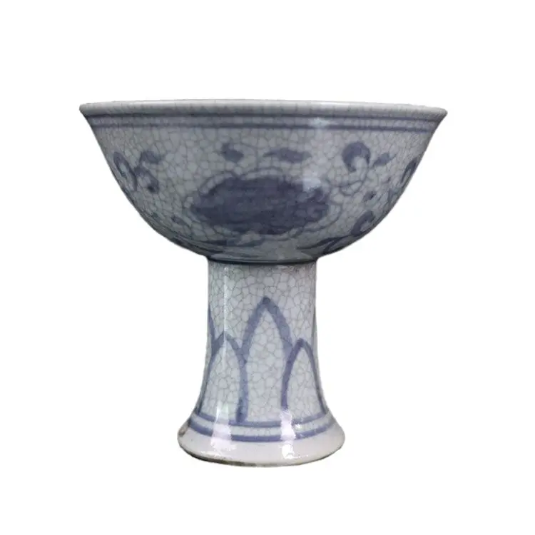 
antique Blue and white flower pattern goblet Ceramic Pottery 