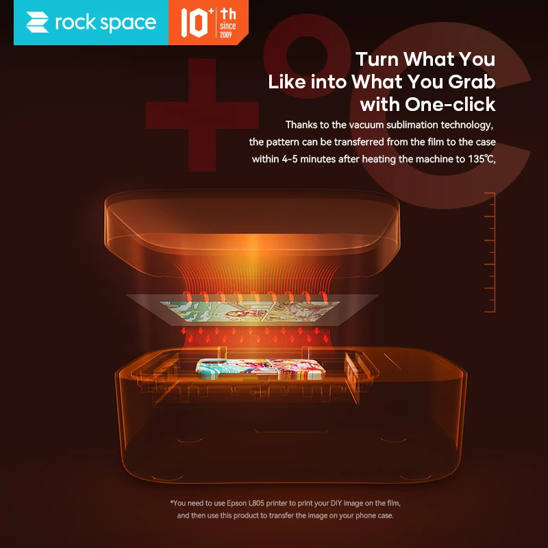 Rock Space 3D Sublimation Vacuum Heat Press Machine Phone Case Printer for iPhone and Samsung