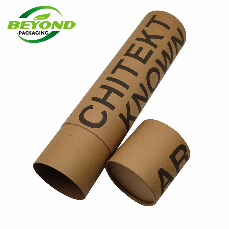 Customized Printing Biodegradable High Quality Brown Kraft Cylinder Tube For Clothing Packaging Craft Paper Clothes