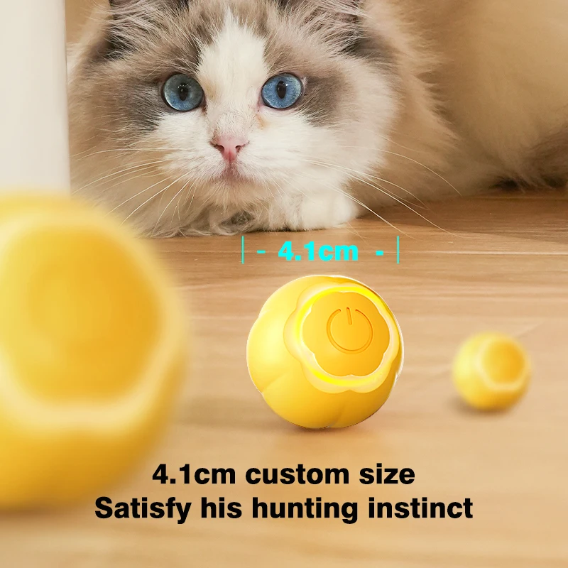 DDP Wholesale Smart Electric Cat Toys Pretty Design Cheap Automatic Rolling Interactive Cat Toy Ball with LED Pet Chasing Ball