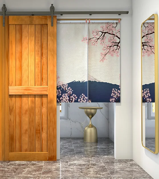 Professional custom simple vintage log Japanese style restaurant toilet household  partition hanging rail push pull barn door