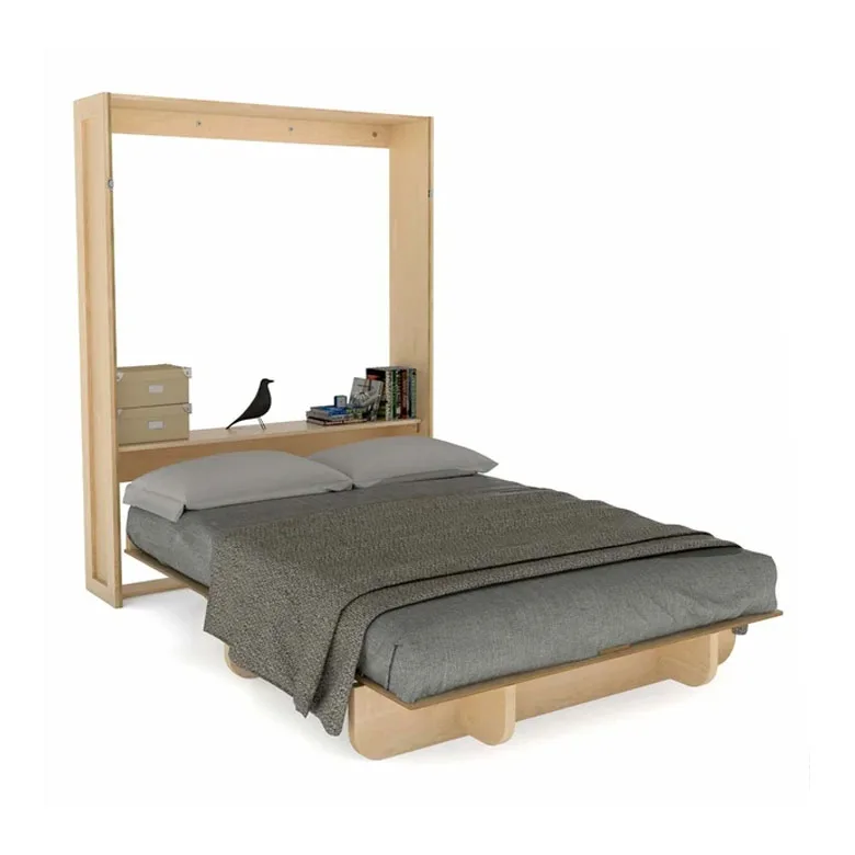 2022 Simple single steel Murphy cabinet bed small folding up and down wall bed with studio desk hardware