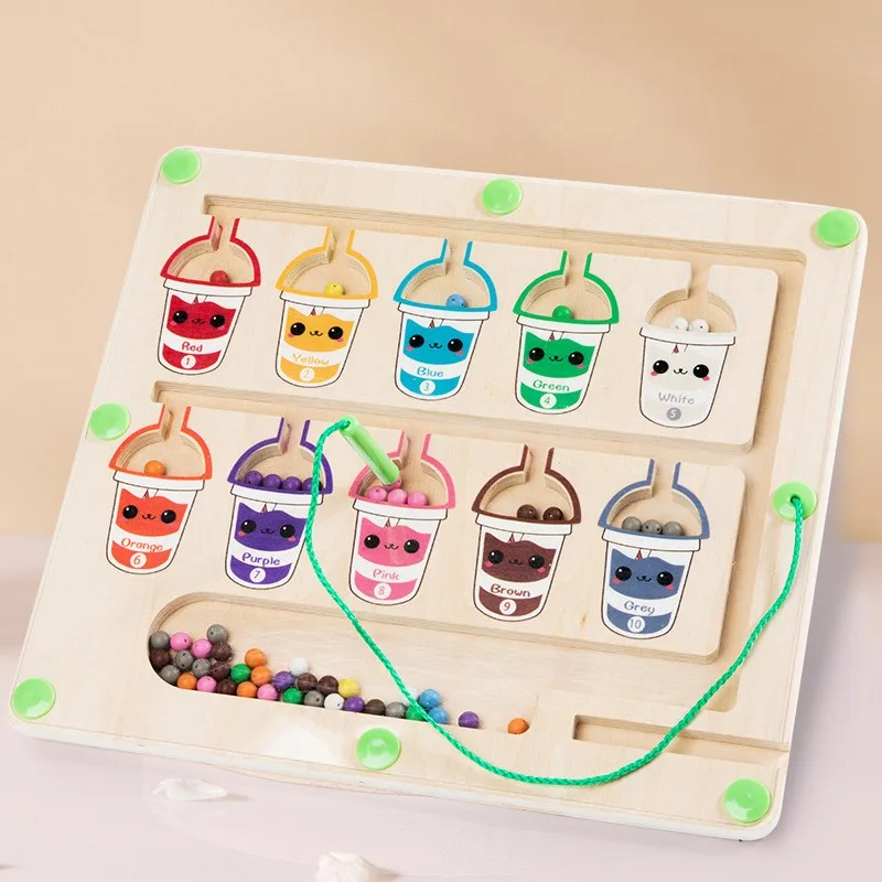 Montessori color matching maze game Children toy pen control magnetic maze game Kids color classification toy