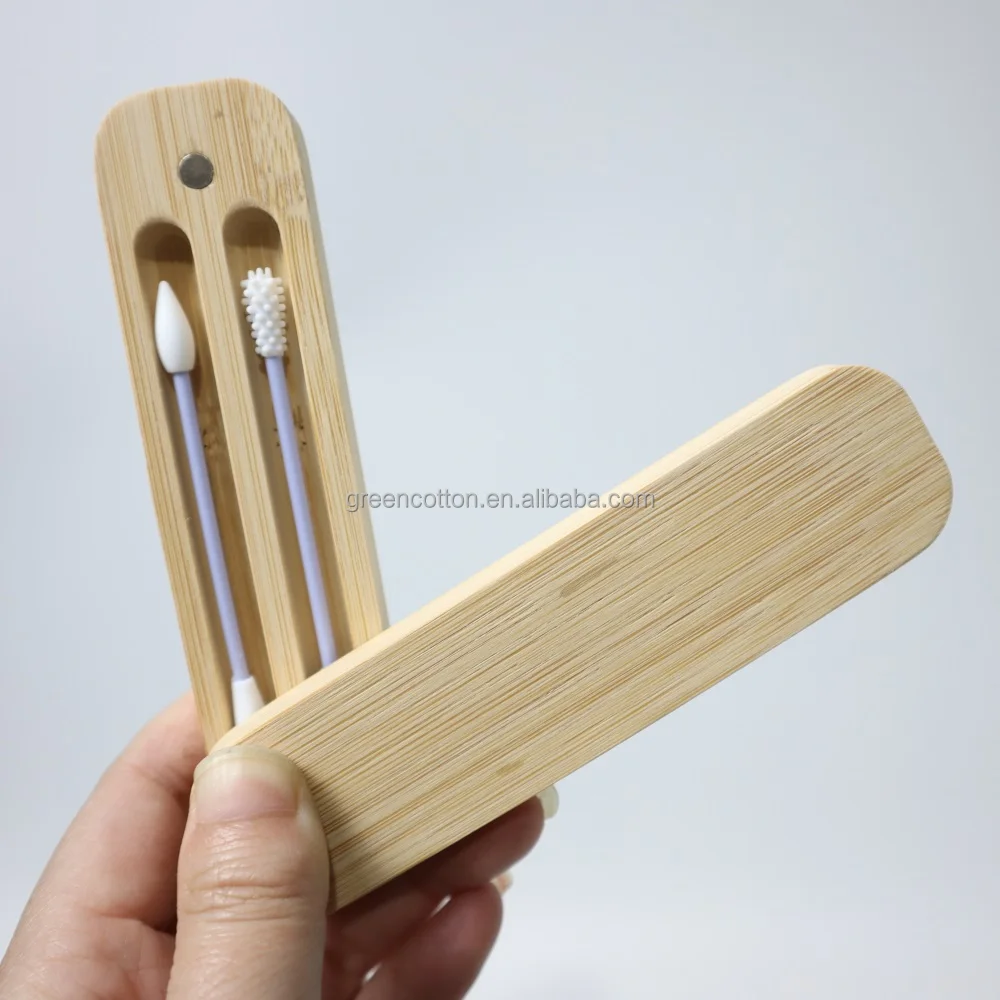 Многоразовые силиконовые ватные палочки Qtips в БАМБУКОВОМ
