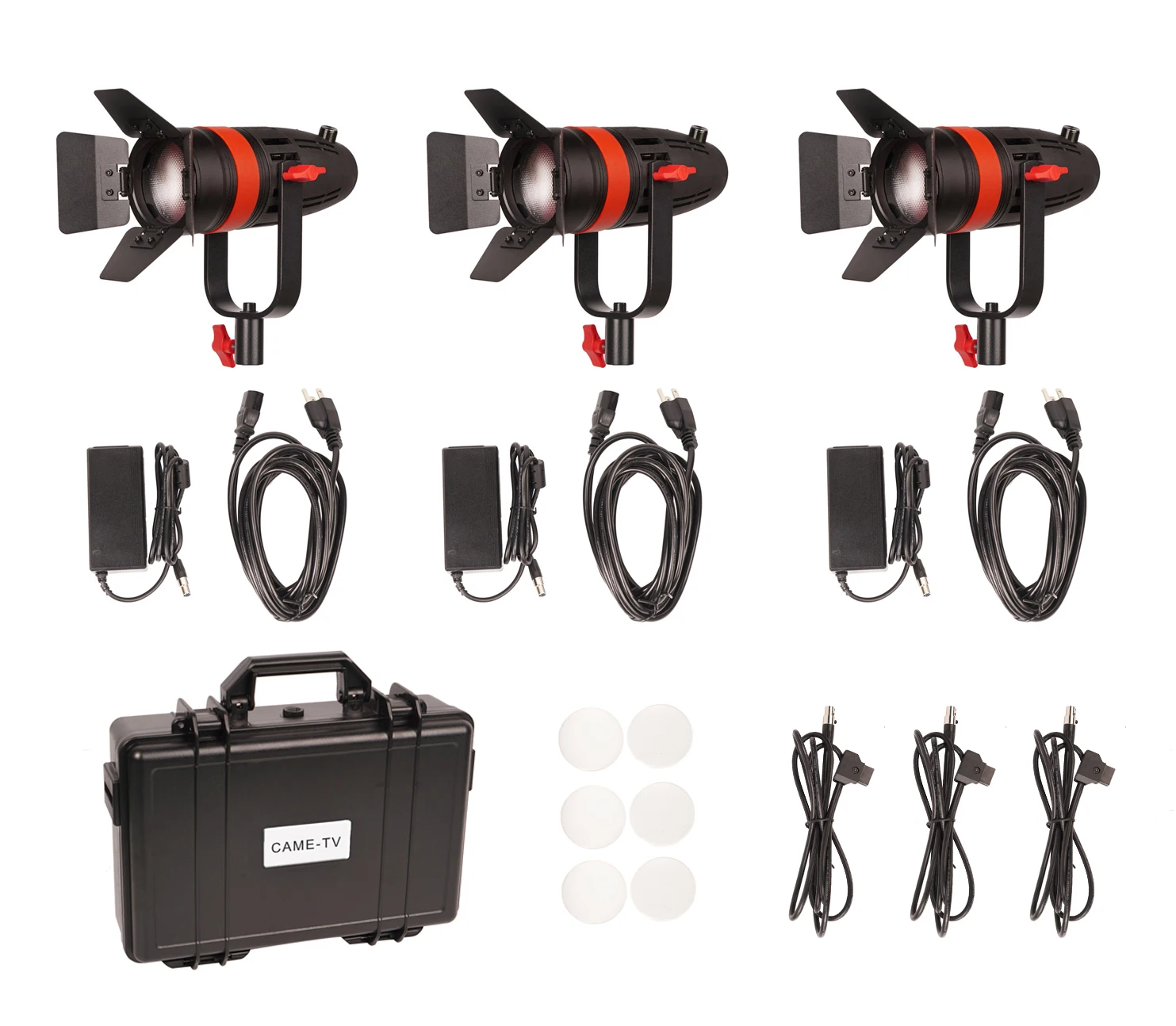 3 PCS CAME-TV Boltzen 55w Film Shooting Fresnel Fanless Focusable Video LED Lights Studio Spot Light Bi-color