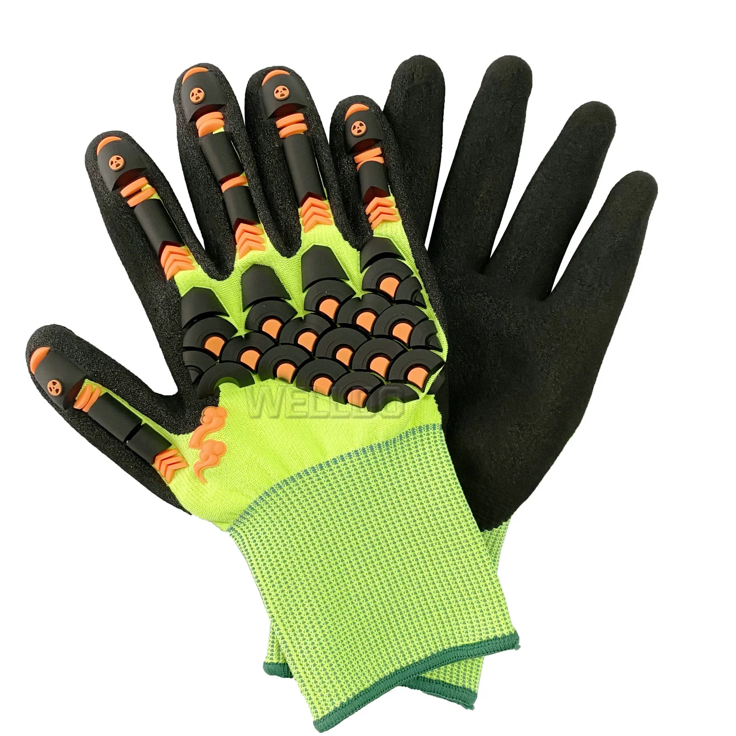 Impact Protection Work Gloves Hi-Viz Green Flexible and Breathable Glove