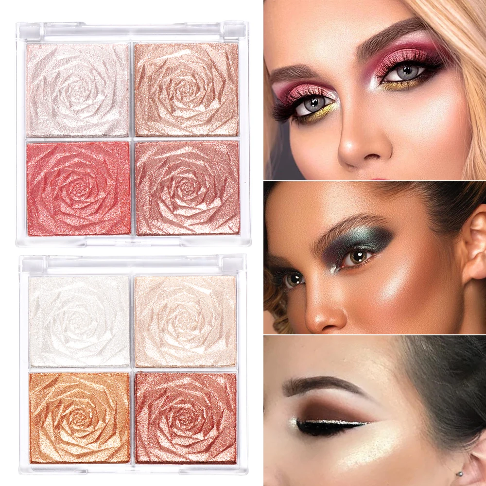 CmaaDu макияж собственный бренд 4 вида цветов подсветки блестящие тени для век Румяна оптовая продажа
