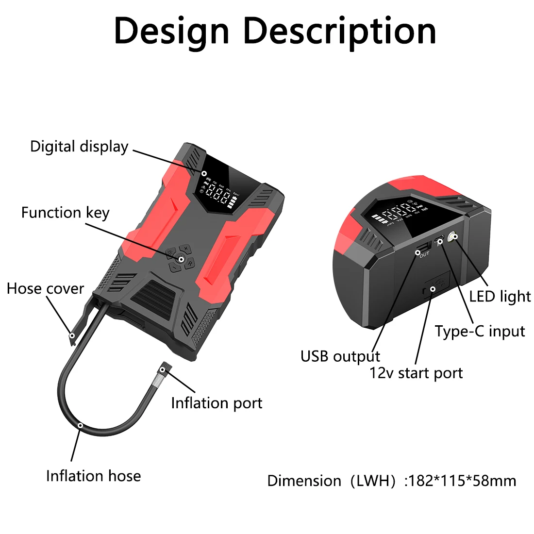 Wholesale Portable 2000Amp Peak Car Jump Starter with Air Compressor Multi-Function Jump Starter Battery Pack with Air Pump