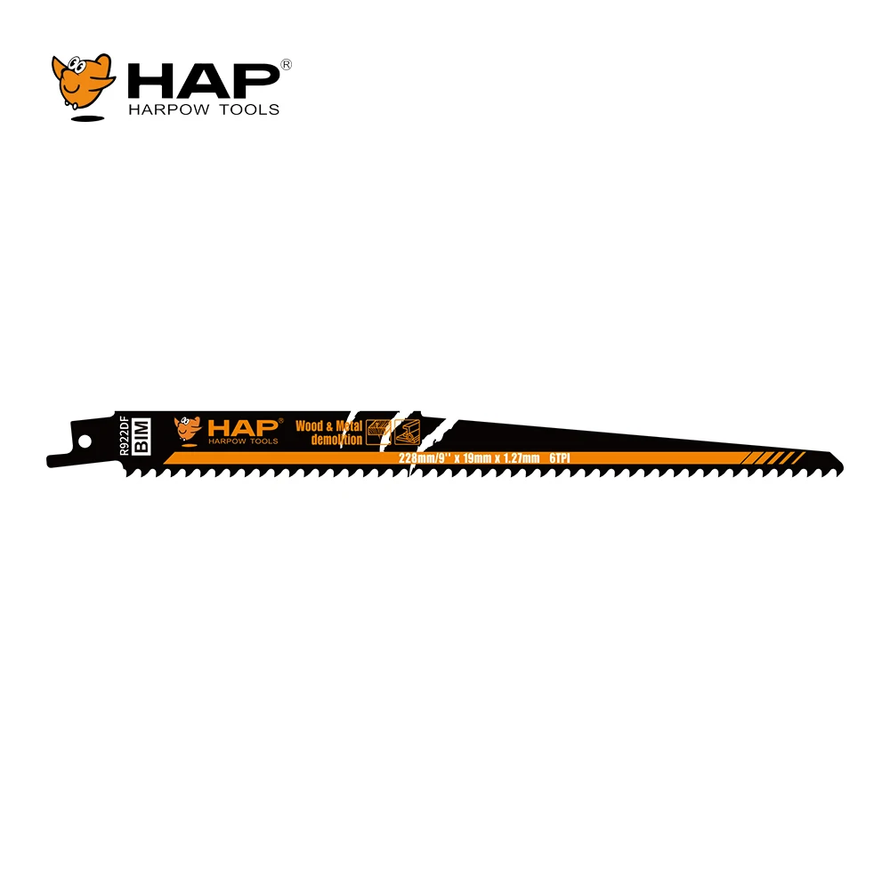 Harpow BIM reciprocating saw blades for wood with nail cutting 6TPI reciprocating saw accessories R922DF