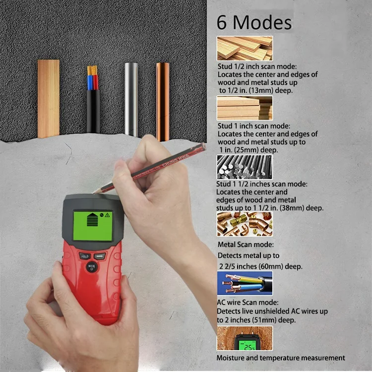 2-in-1 Multifunctional Wall Scanner Detector Stud Finder & Digital Moisture Meter