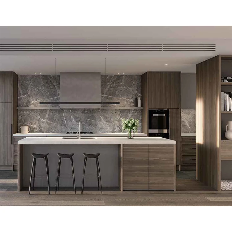 Foshan factory home dining room plywood cabinets furniture design modern melamine veneer mdf wood modular kitchen cabinet