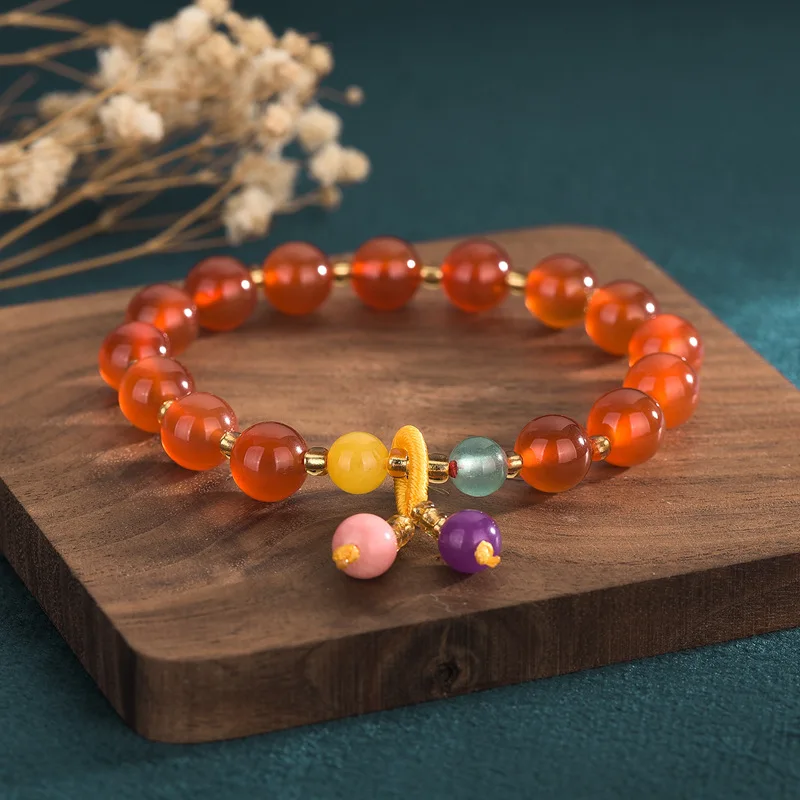 natural Rutilated Quartz Red Agate Lazuli Amethyst Crystal Beads Strand Bracelets Women Fine Jewelry