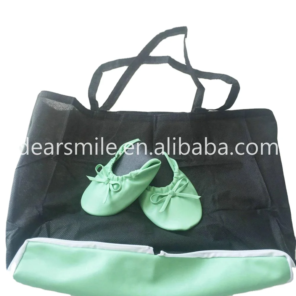 Big discount shoes ladies foldable travel slipper folding ballerina flat with large pocket