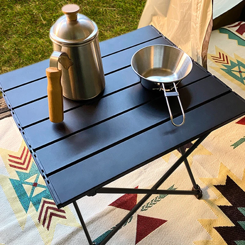 Aluminium Alloy Black Outdoor Party Bbq Portable Folding Table Travel Egg Roll Picnic Camping Table With Storage Bag