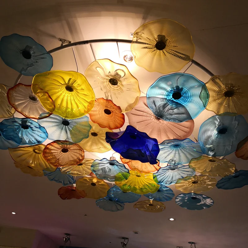 chandelier lights luxury dome flower murano glass art ceiling mounted hand blown glass chandelier for restaurant banquet hall