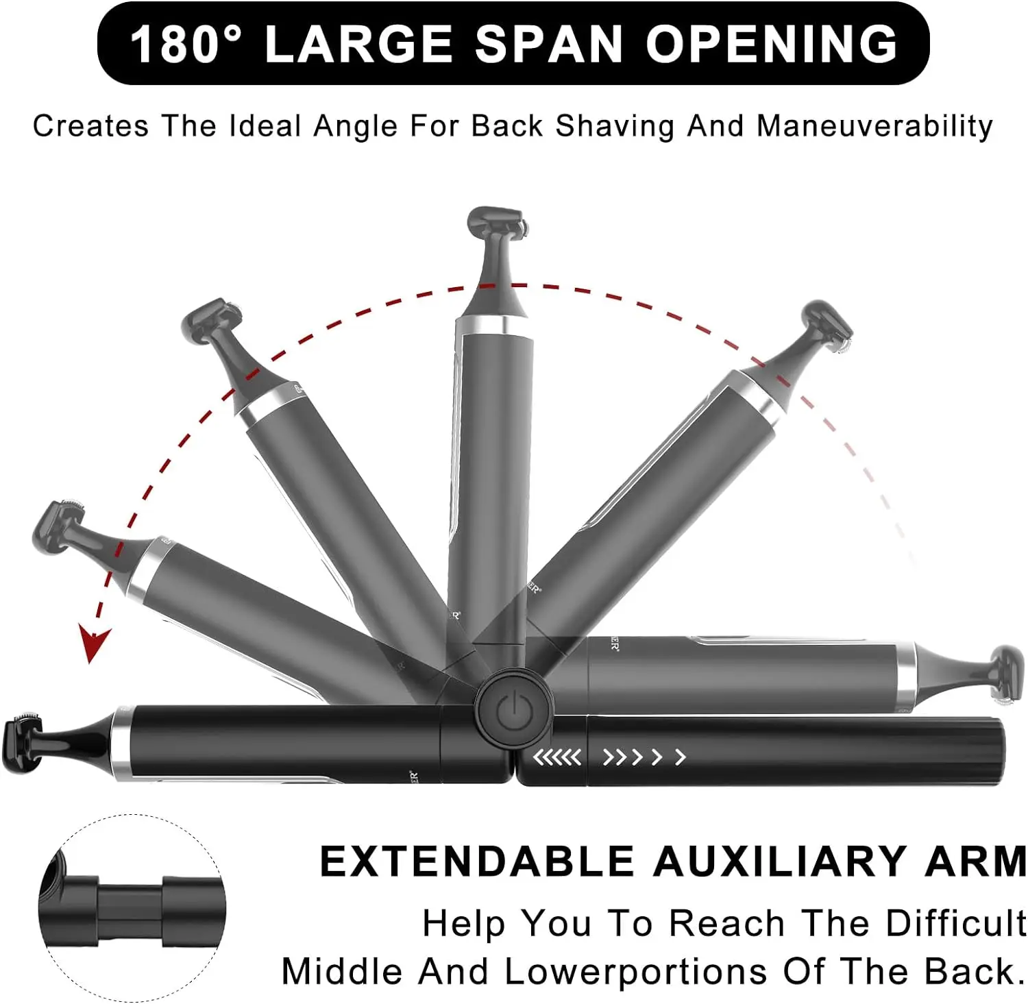 4-in-1 Body Groomer Kit Waterproof Electric Back Hair Shaver Hair Removal and Nose Trimmer with Extension Rod