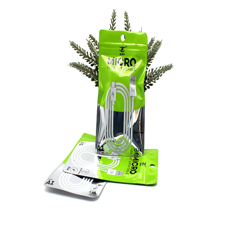 Wholesale Custom Printed Usb Cable Mobile Phone Packaging Bag With Zipper Packaging Bag