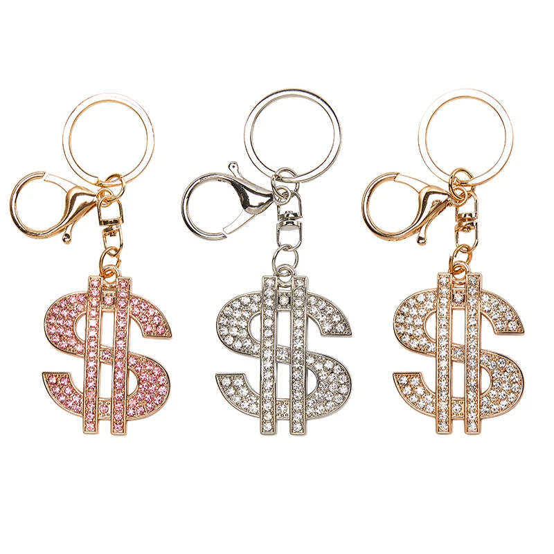 China Factory Wholesale metal gold bling and diamond Key keychain key chains