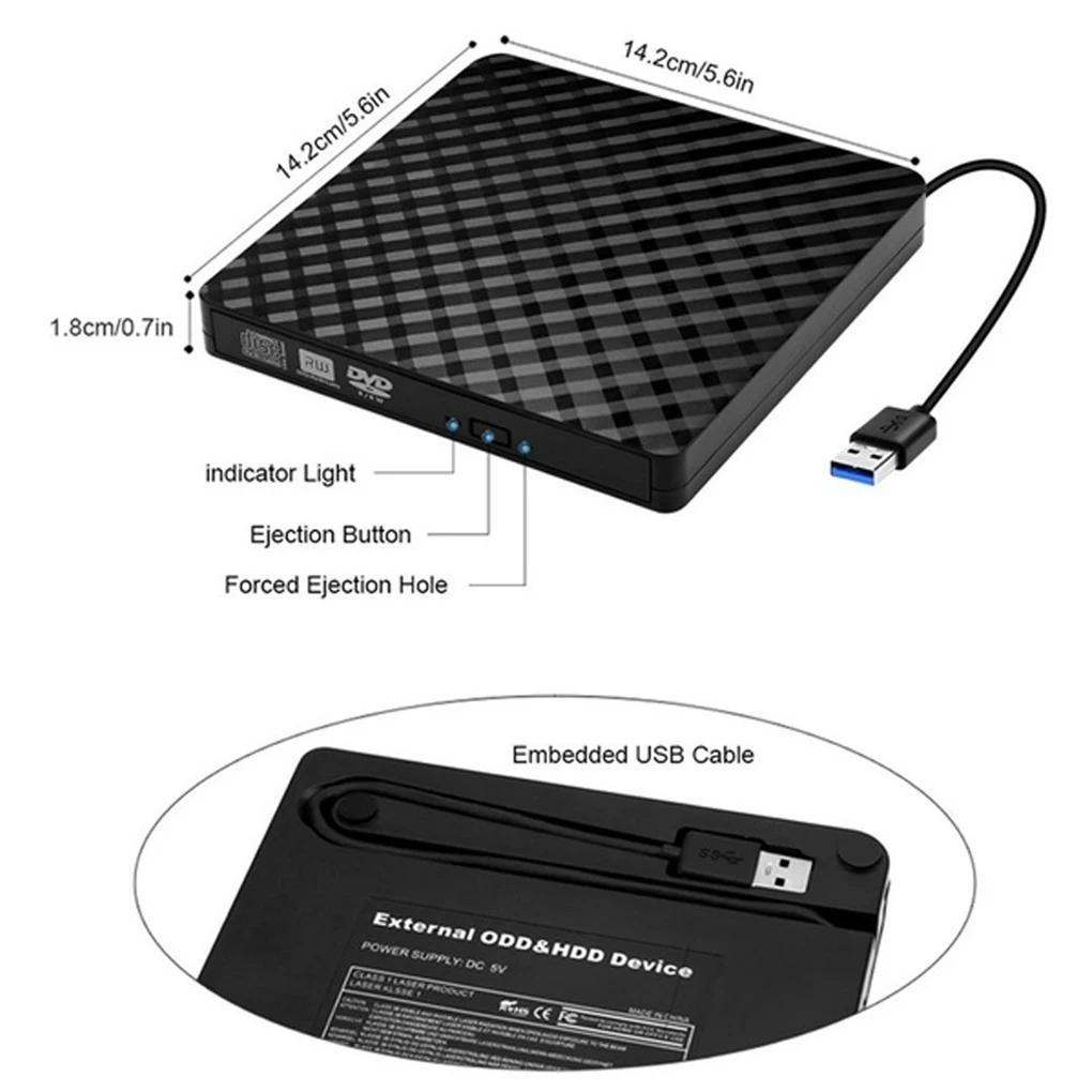 USB 3.0 External DVD Burner Writer Recorder CD/DVD ROM Player PC Optical Drive External DVD Drive Optical Drive