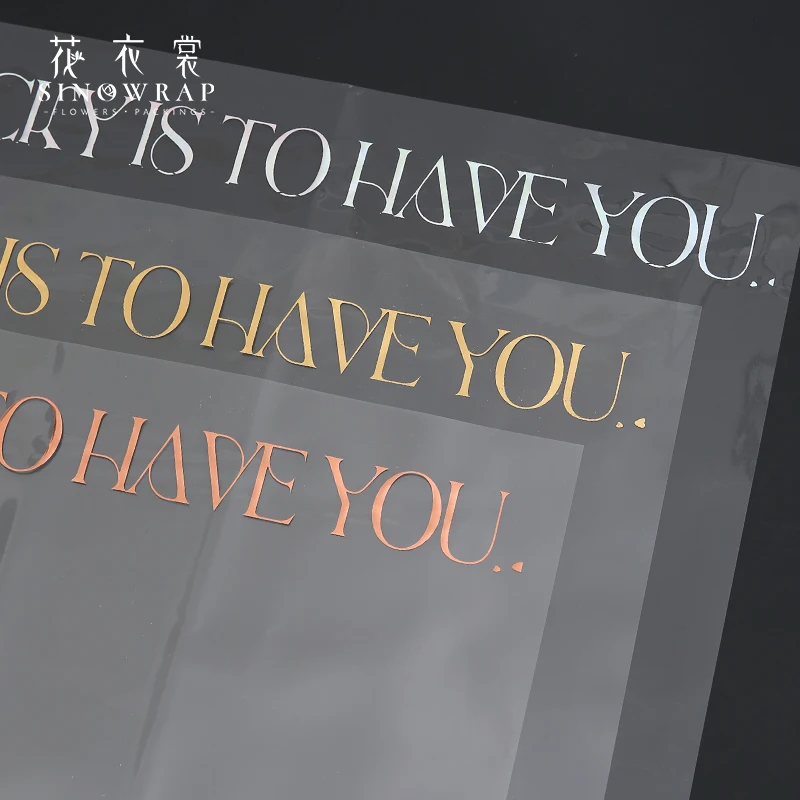 Cheaper Price 15pcs  Luck Hot stamping 50*70cm Cellophane Opp Wrapping Paper For Flower