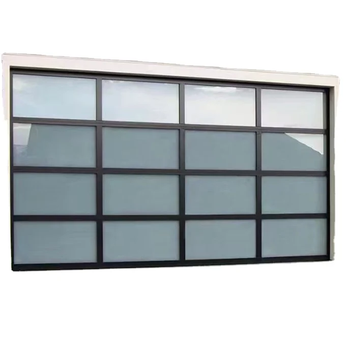 Prima Automatic Electric Rolling Exterior Aluminum Alloy Full View Double Glass Commercial Sectional Garage Door