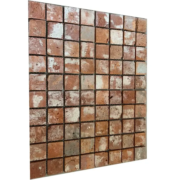 Antique Reclaimed Cube Red Clay Old Brick Mosaic Tiles For Wall Cladding